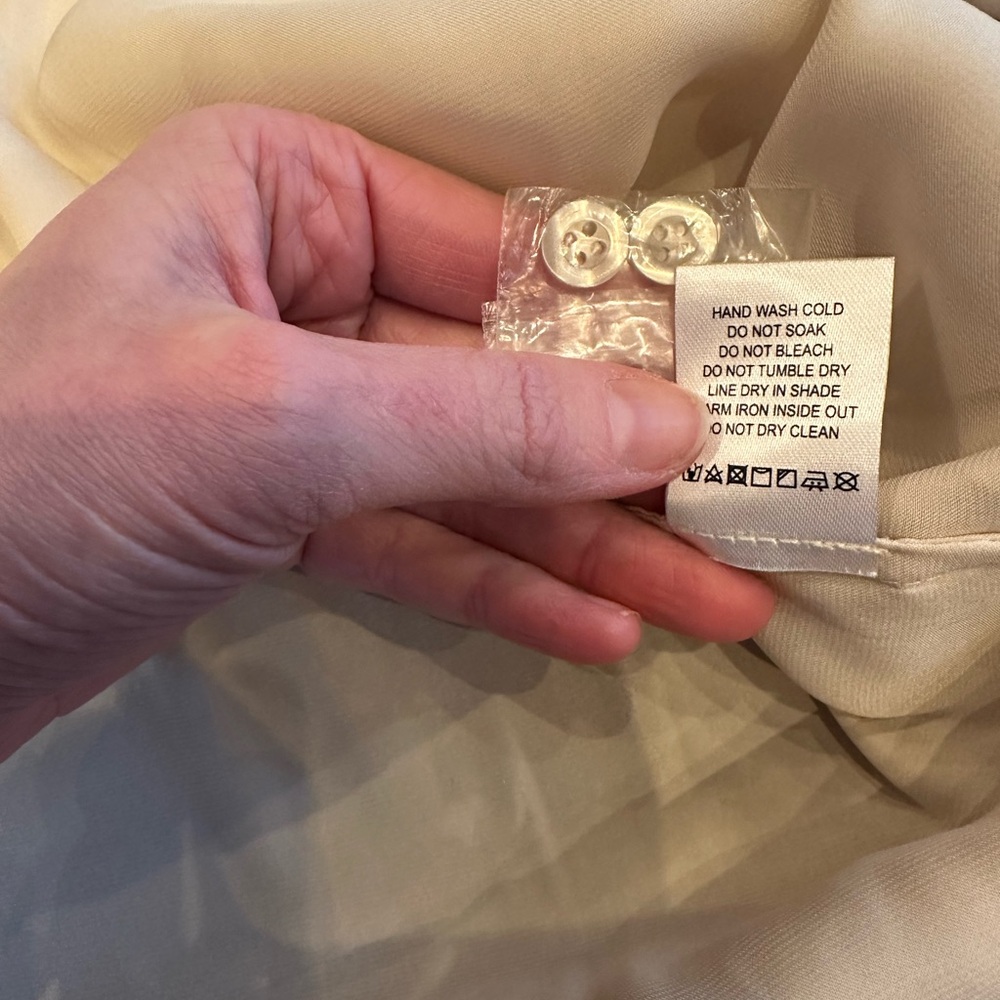 L'Academie The Michelle Blouse in Ivory Satin Top Feather Trim size XS - Picture 7 of 7
